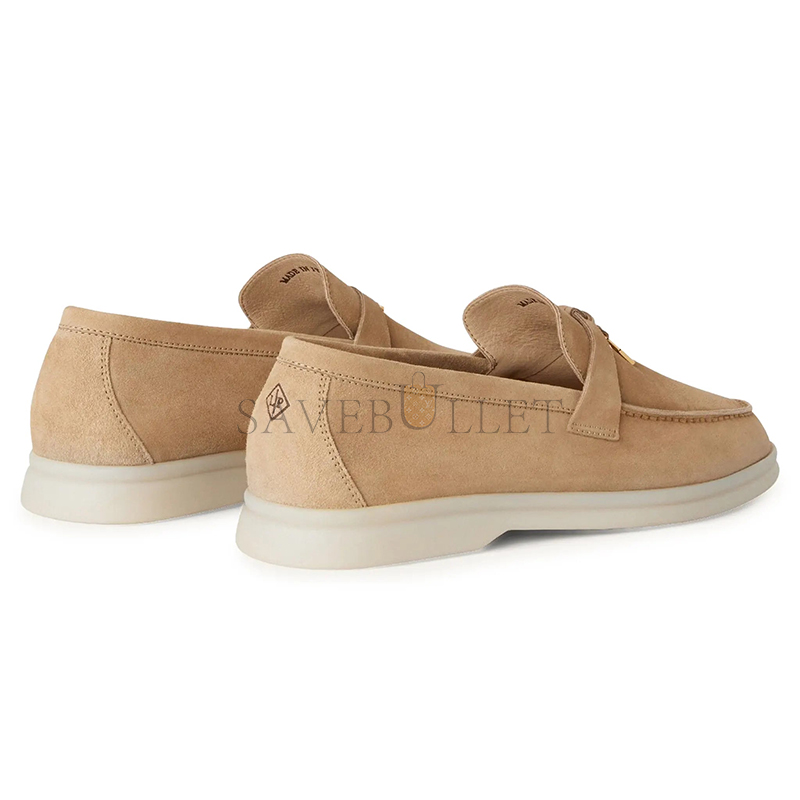 LORO PIANA SUMMER CHARMS SUEDE SANDSTONE LOAFERS FAE5444